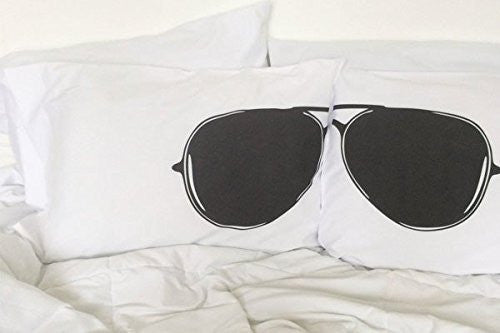 Aviator Sunglasses Pillowcases (White and Black)  2 Queen/Standard Pillowcases (20x30")