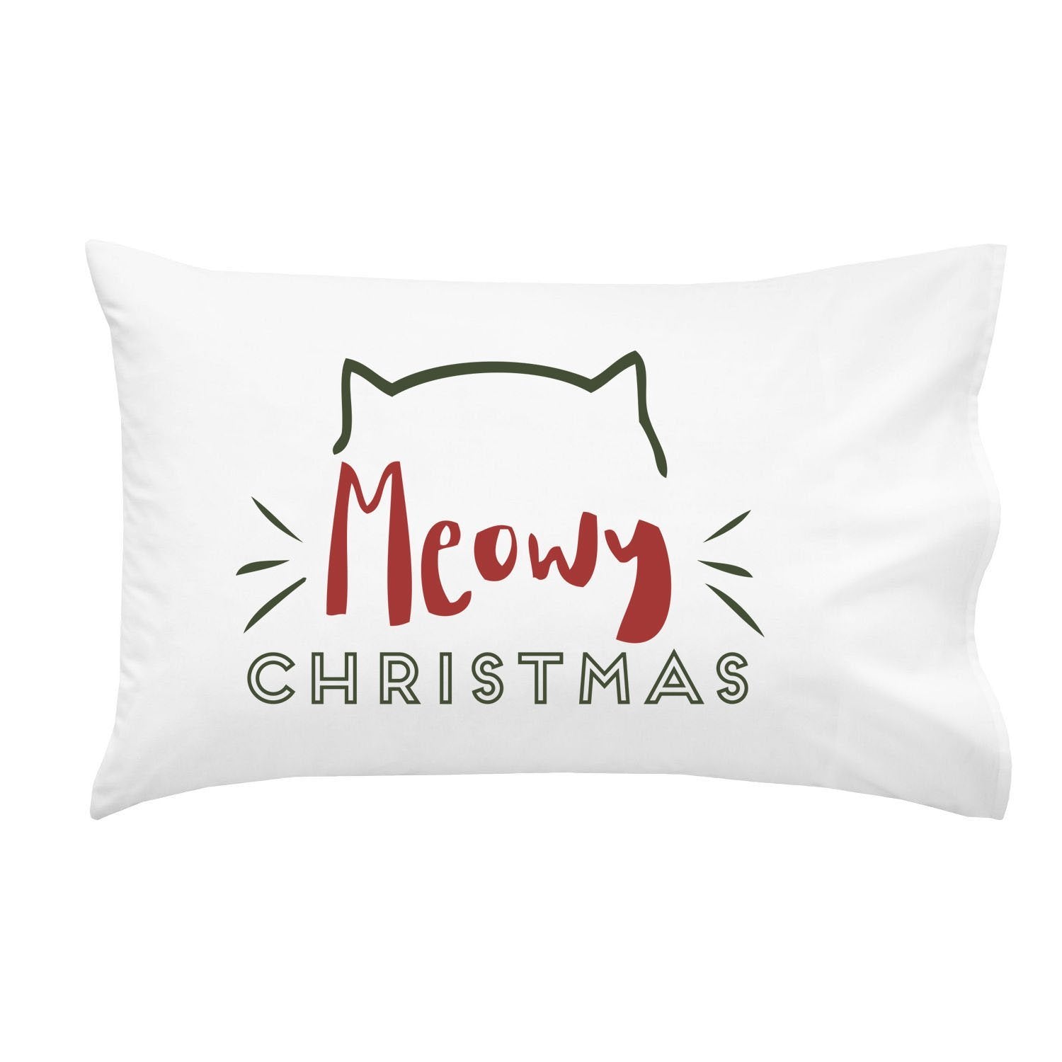 Meowy Christmas Pillowcases - Standard Size Pillow Case (1 20x30 inch, Black) Holiday Gifts