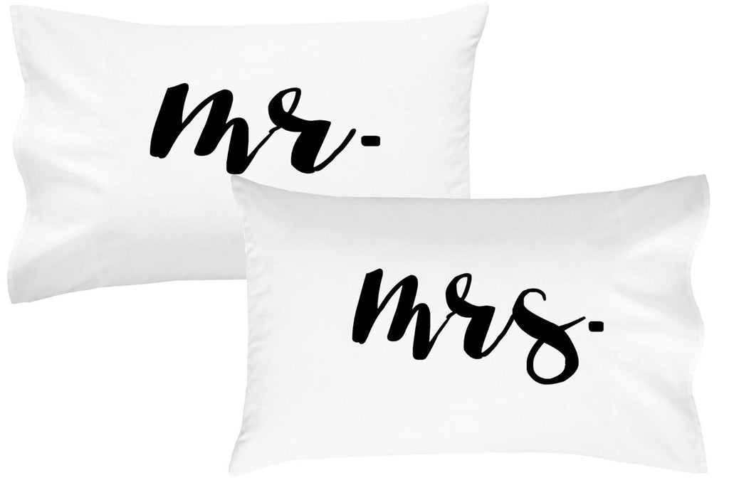 Mr Mrs Couples Pillowcases Script Font