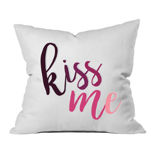Kiss Me Black Pink Font 18x18 Inch Throw Pillow Cover