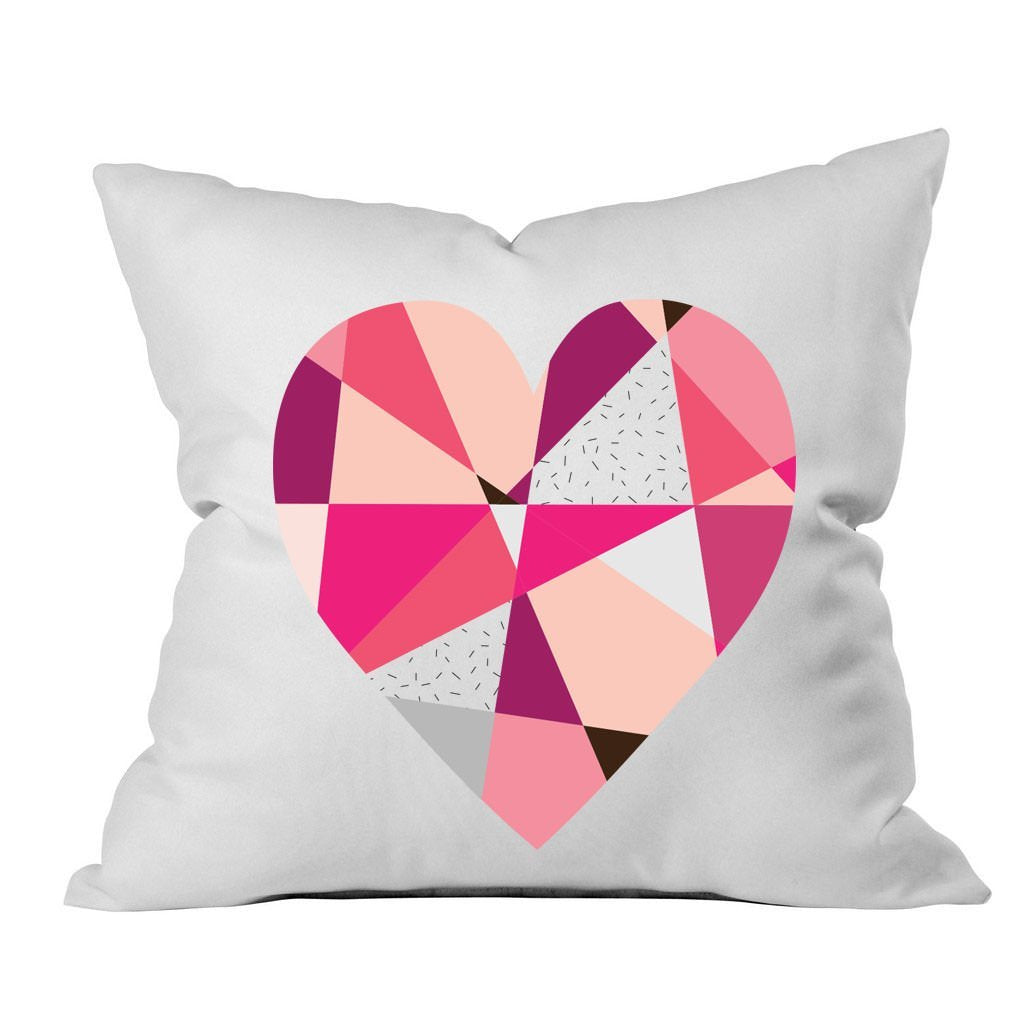 Geometric Heart Pillow 18x18 Inch Throw Pillow Cover - Couples Gifts For Her - Love Decor Girlfriend Gifts Birthday Present