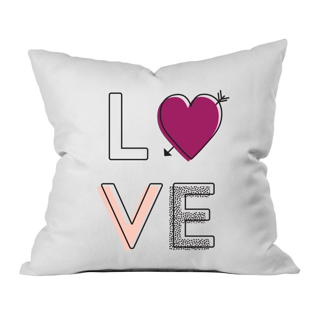 LOVE Multicolor 18x18 Inch Throw Pillow Cover - Couples Gifts For Her - Love Decor Girlfriend Gifts Birthday Present