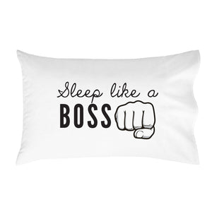 Sleep Like A Boss Pillowcase (One 20x30 Standard/Queen Size Pillow Case) Bedroom Decor Dorm Room Accessories