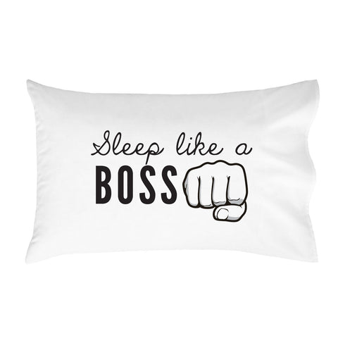 Sleep Like A Boss Pillowcase (One 20x30 Standard/Queen Size Pillow Case) Bedroom Decor Dorm Room Accessories