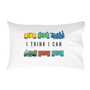 I Think I Can Pillowcase (One 20x30 Standard/Queen Size Pillow Case) Kids Room Decor Train Pillowcase