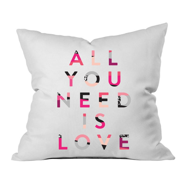 All You Need Is Love 18x18" Throw Pillow Cover - Couples Gifts For Her - Wedding Decoration - Anniversary Gift Birthday Present Missing You Gifts