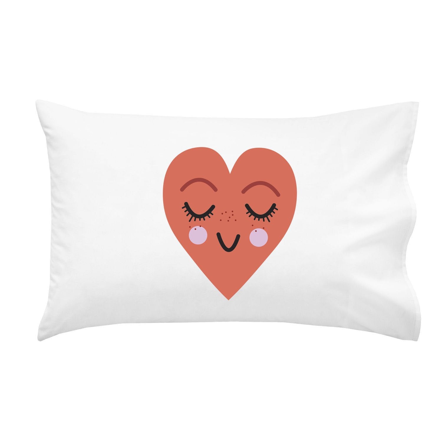 Smiling Heart Pillowcase (One 20x30" Standard/Queen Size Pillow Case) Wedding Anniversary Gifts Birthday Presents