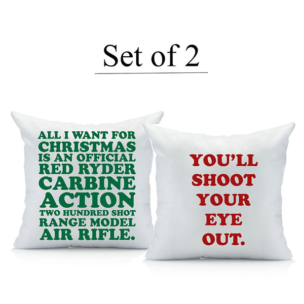 Christmas Story Throw Pillow Cover Set (Two 18 by 18 Inch pillow cover) A Christmas Story Decorations Gifts