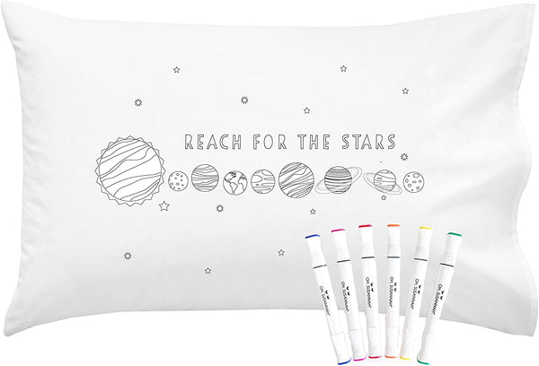 Colorable Reach For The Stars Pillowcase With Markers