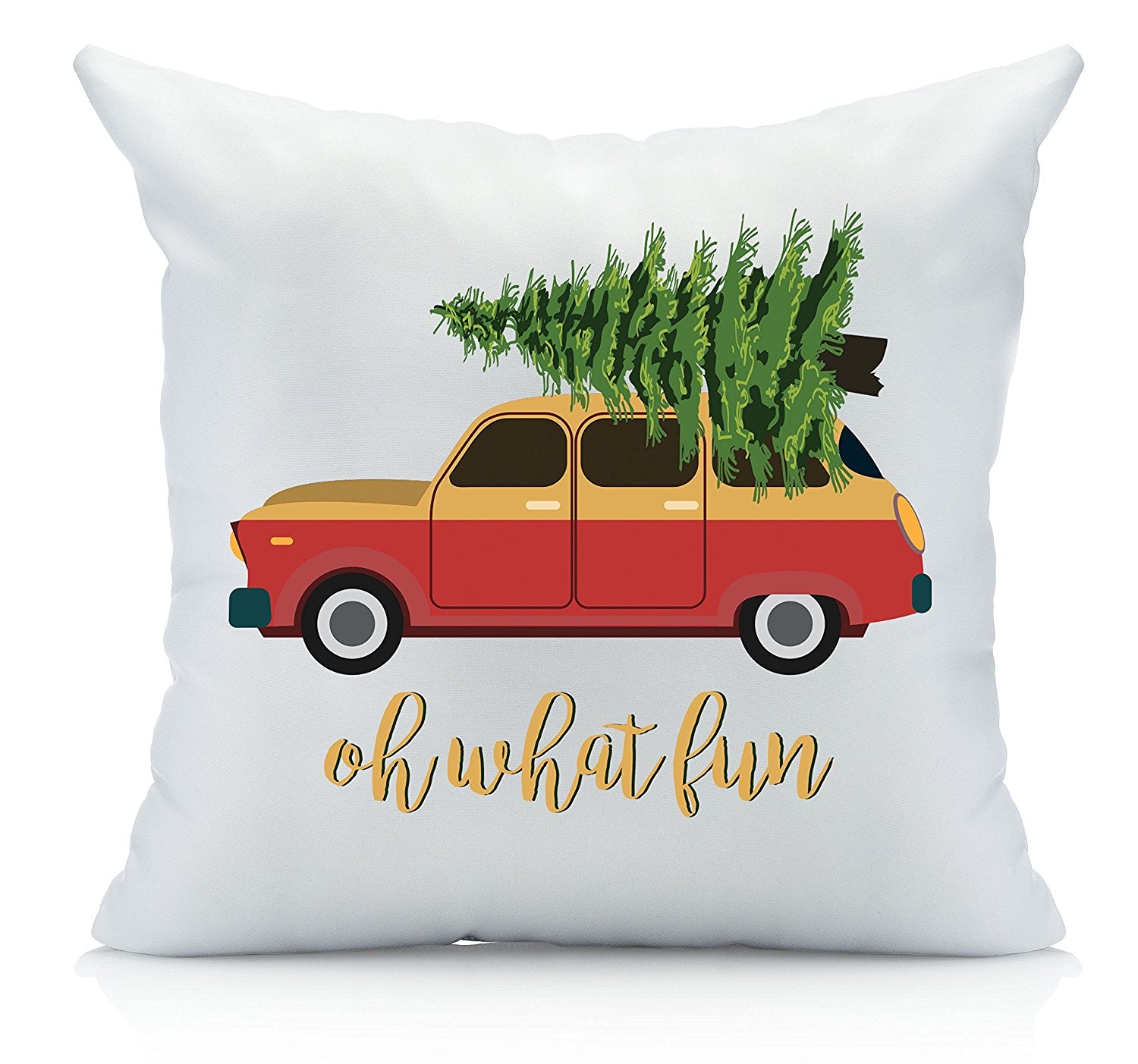 Oh What Fun Christmas Throw Pillow Cover Multicolor (1 18 by 18 Inches) Christmas Gifts
