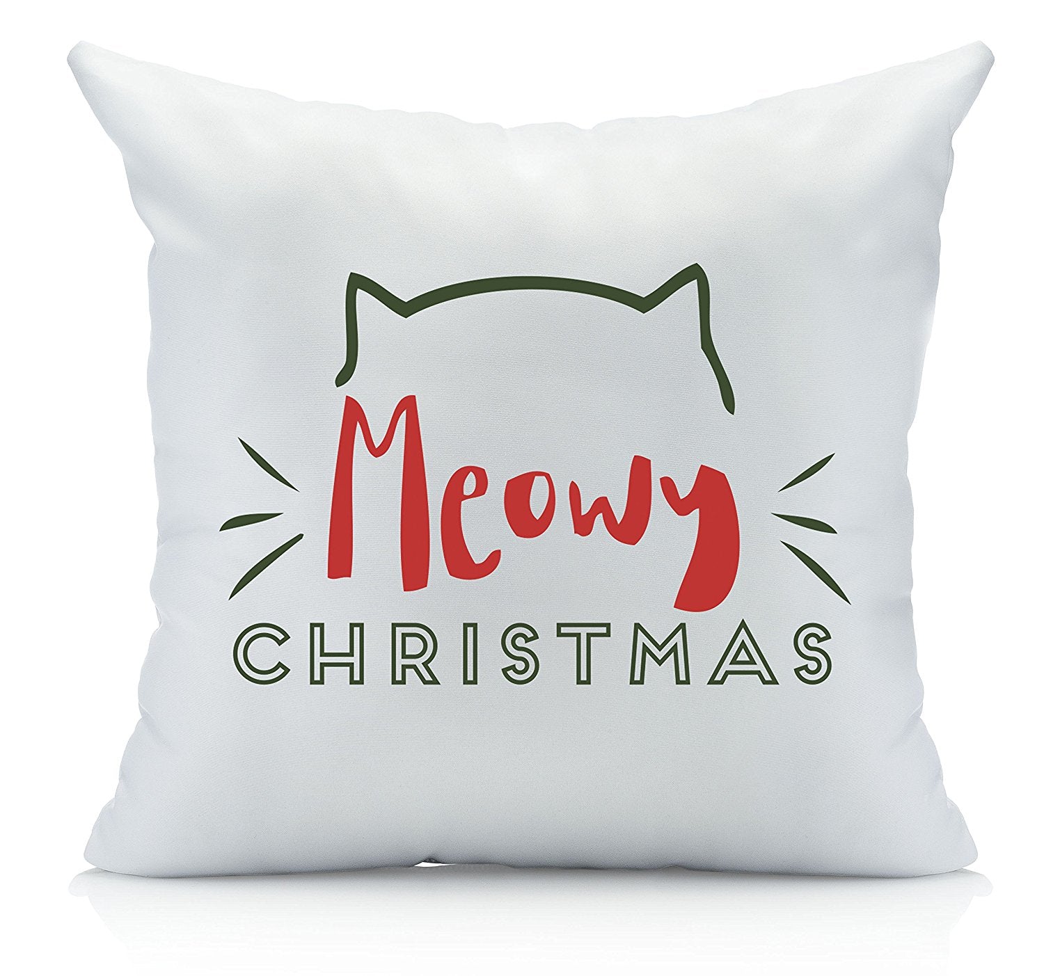 Meowy Christmas Throw Pillow Cover Multicolor (1 18 by 18 Inches) Holiday Gifts