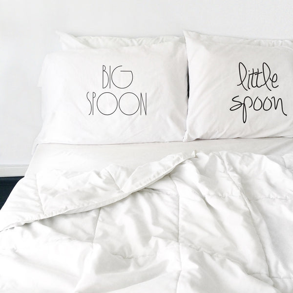 Big Spoon Little Spoon Mixed Font Pillow Cases