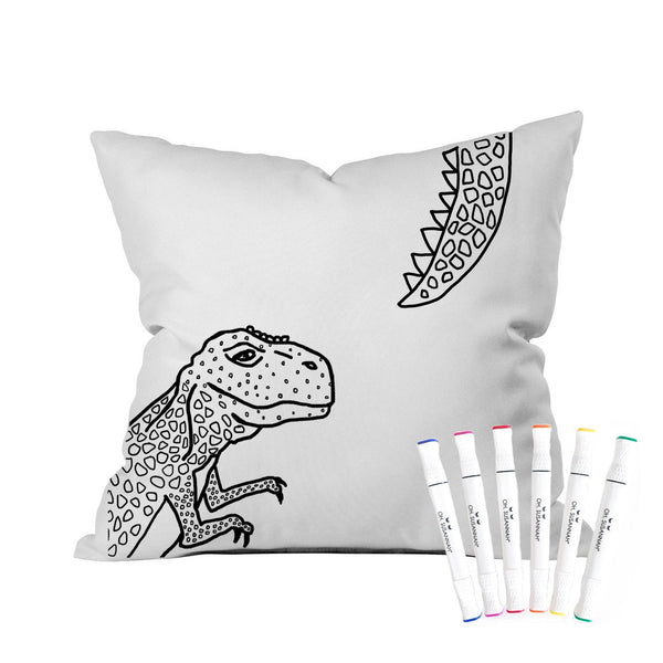 Colorable Dinosaur Pillowcase With Markers (Standard Size 20x 30")