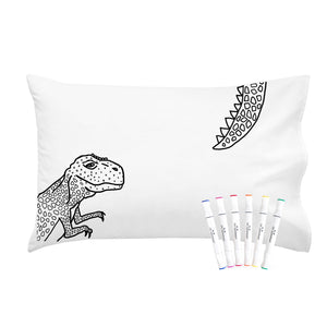 Colorable Dinosaur Pillowcase With Markers (Standard Size 20x 30")