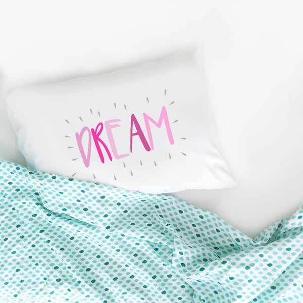 Dream Kids Pink and GrayPillowcase