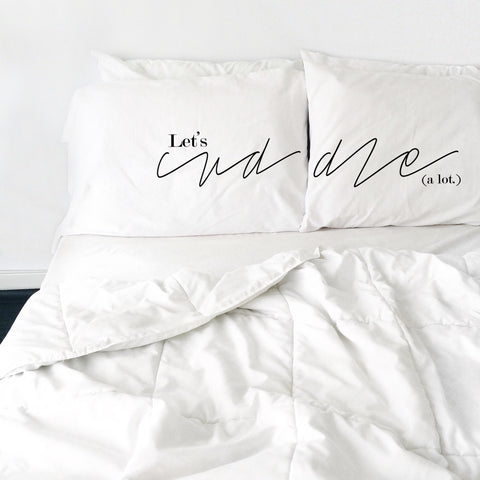 Lets Cuddle Pillow Cases His and Hers Pillowcases For Couples