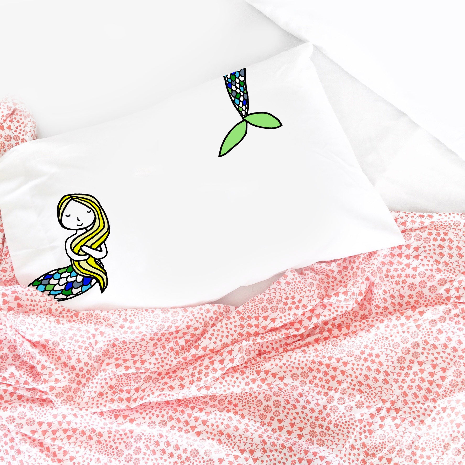 Blonde Mermaid Pillowcase Standard Size 20X30"