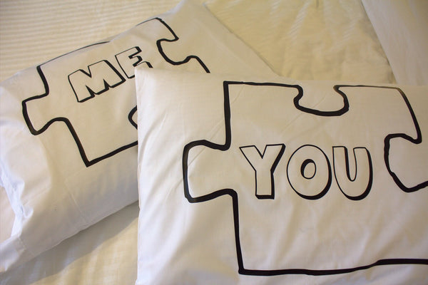 Puzzle Piece Couples Pillowcases (2 Standard/Queen Pillowcases)