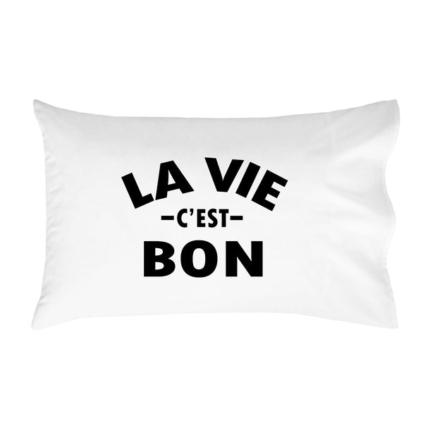 La Vie c'est Bon Black Font Pillow Cover