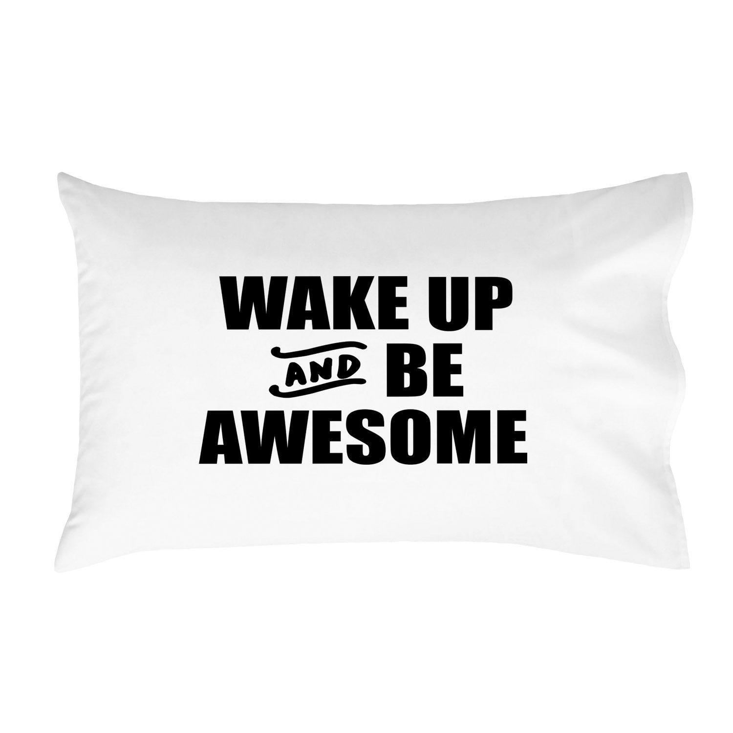Wake Up and Be AwesomeTM Block 18x18 Inch Throw Pillow Cover