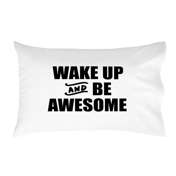 Wake Up and Be AwesomeTM Block 18x18 Inch Throw Pillow Cover