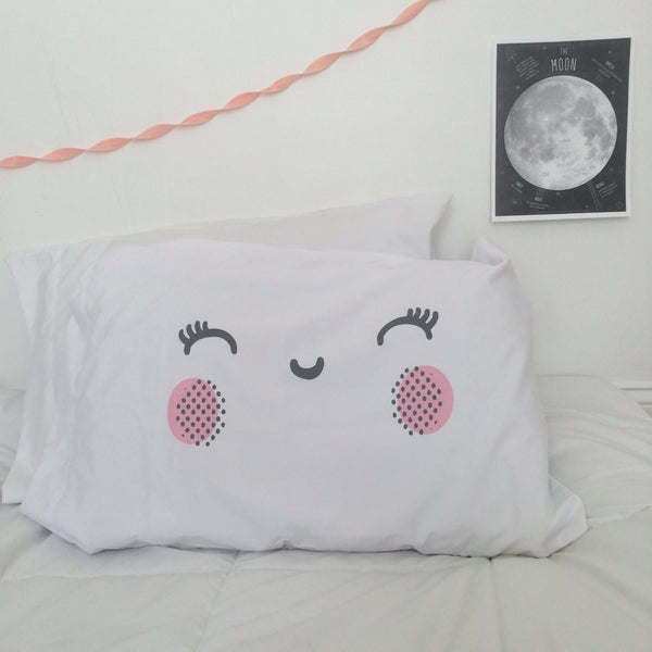 Pink Cheeks Smiley Face 20" x 30" Standard Pillowcase