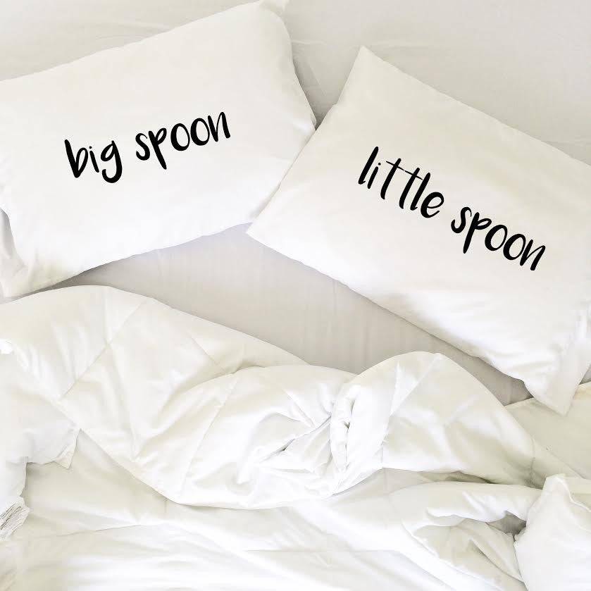Big Spoon Little Spoon Pillow Cases Bold Font