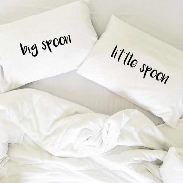 Big Spoon Little Spoon Bold Font Pillow Cases