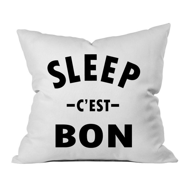 Sleep c'est Bon Black Font 18x18 Inch Throw Pillow Cover