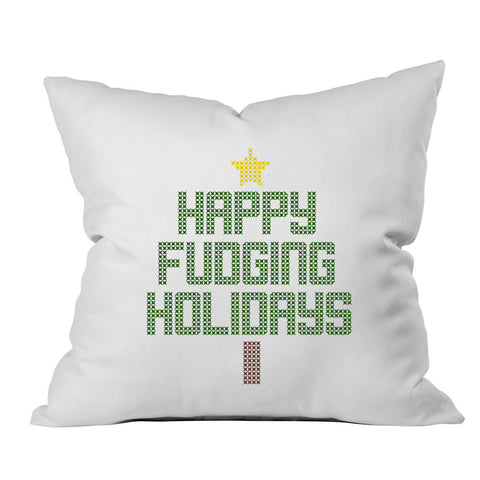 Happy Fudging Holidays Christmas Throw Pillow Cover (1 18 x 18 Inch, Green) Christmas Gifts