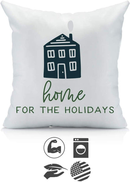 Home For The Holidays 18x18 Inch Christmas Throw Pillow Cover