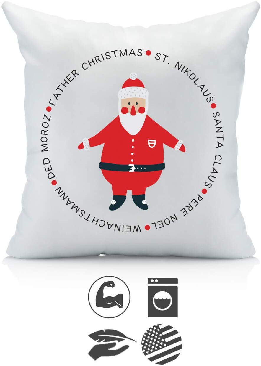 Santa Clause Names 18x18 Inch Christmas Throw Pillow Cover