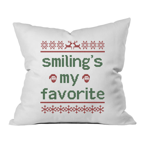 Smiling's My Favorite Christmas Throw Pillow Cover (1 18 x 18 Inch, Green, Red)