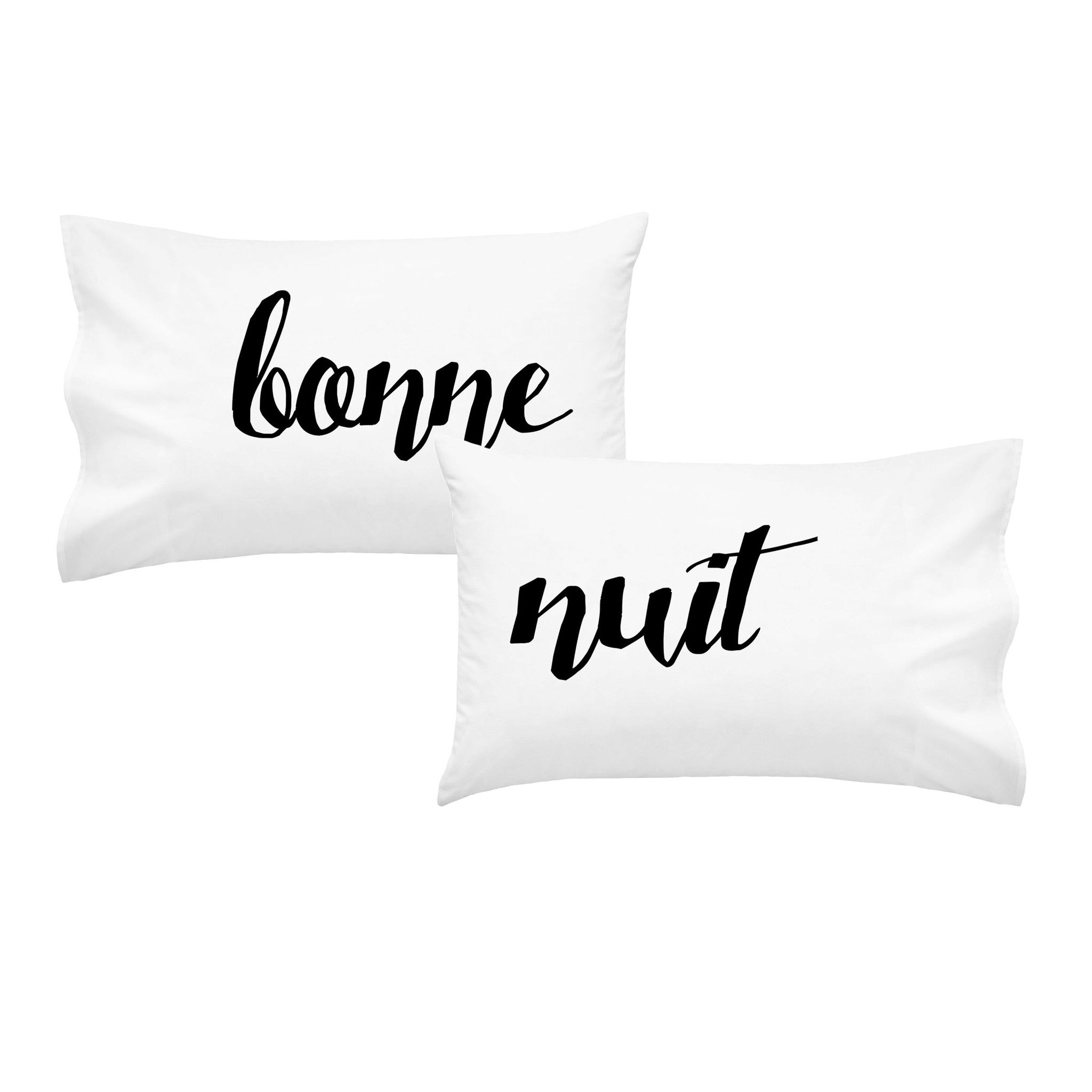 Bonne Nuit Pillowcases Cursive Font - Set of 2 - Fits Standard/Queen Pillows