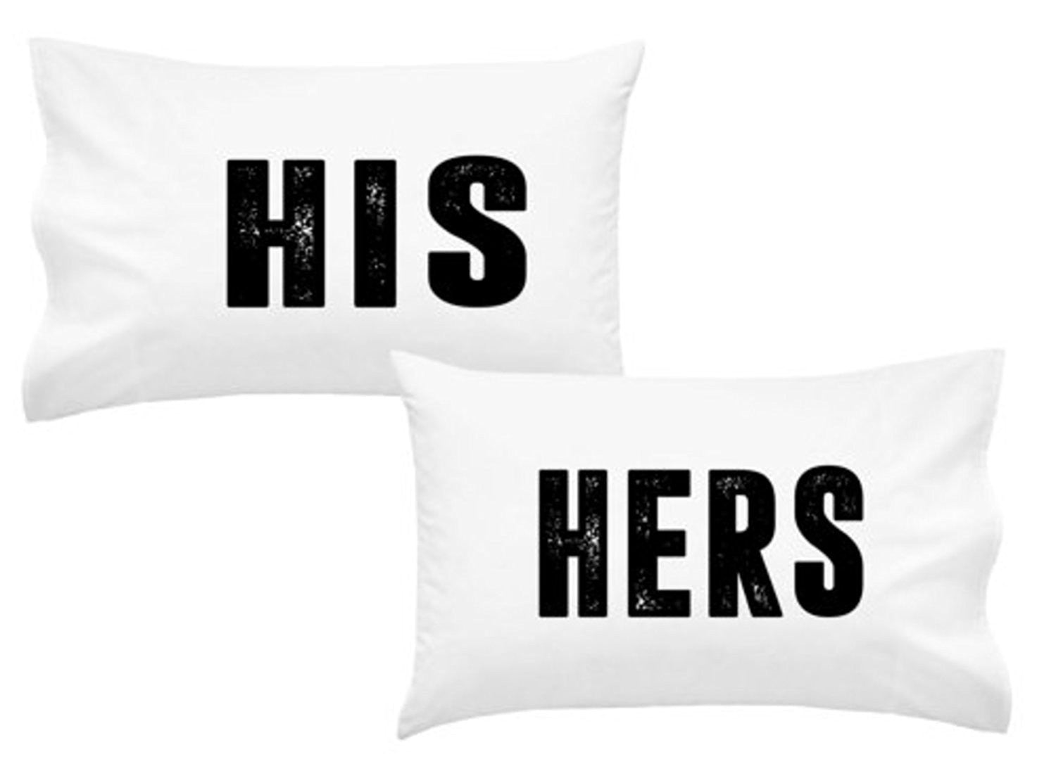 His Hers Pillowcases - Couple Pillowcases (2 20x30 inch, white)