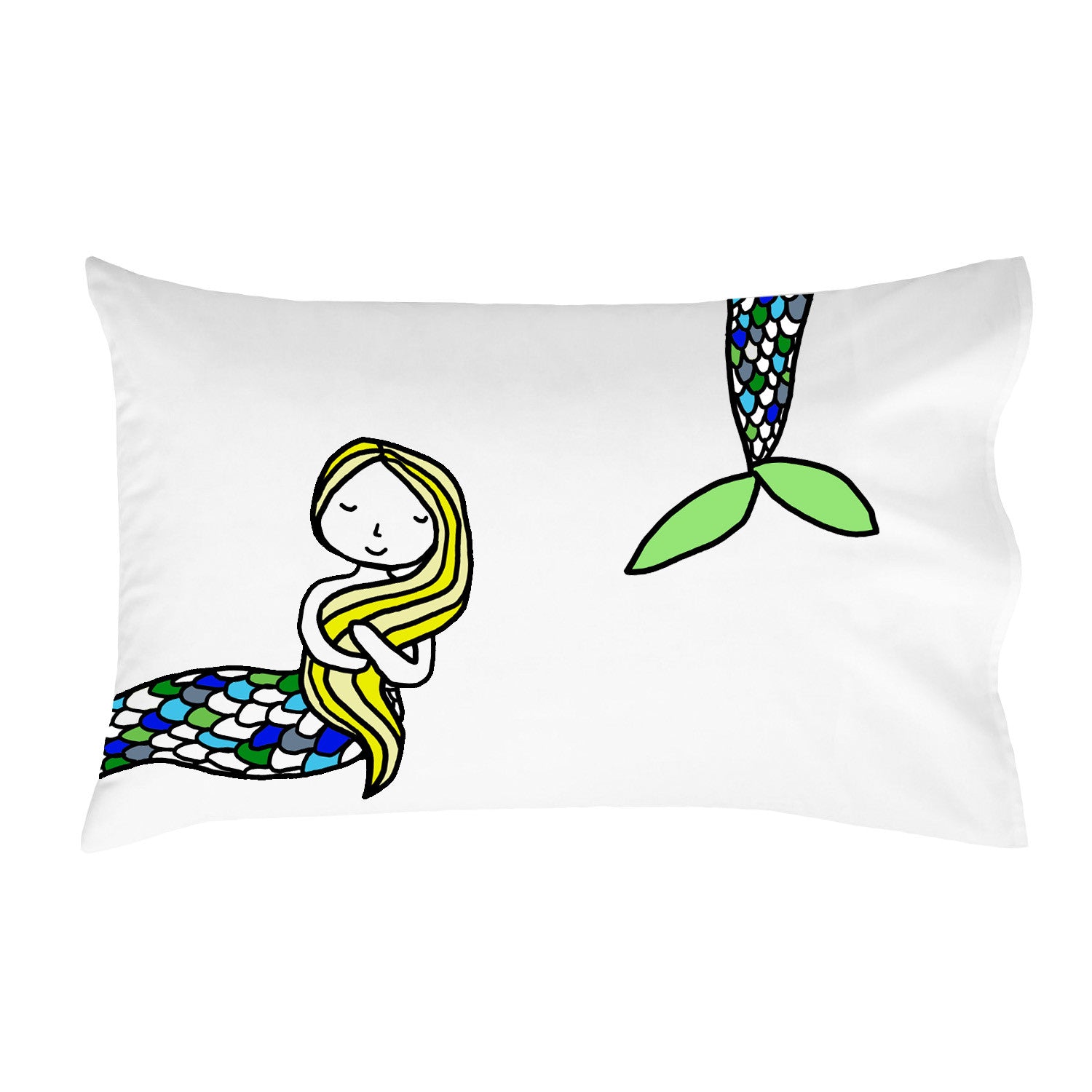 Blonde Mermaid Pillowcase Standard Size 20X30"