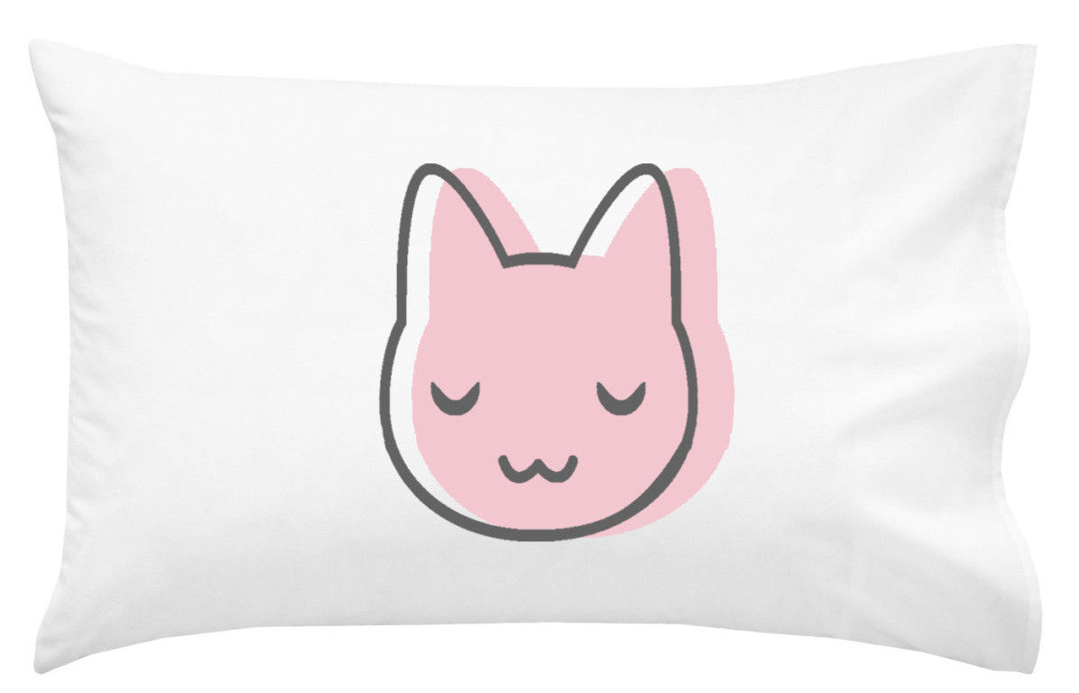 Pink Cat Face Pillowcase