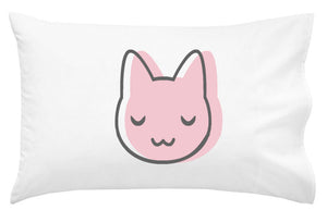 Pink Cat Face Pillowcase