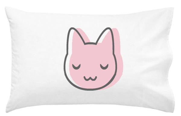 Pink Cat Face Pillowcase