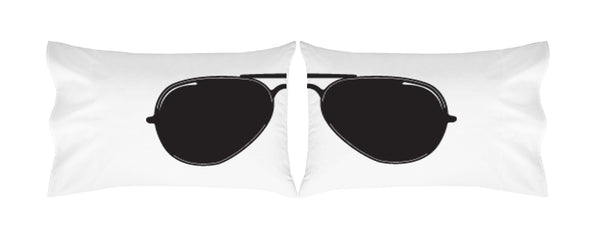 Aviator Sunglasses Pillowcases (White and Black)  2 Queen/Standard Pillowcases (20x30")