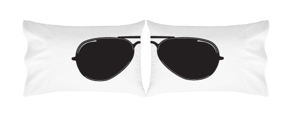 Aviator Sunglasses Pillowcases (White and Black)  2 Queen/Standard Pillowcases (20x30")